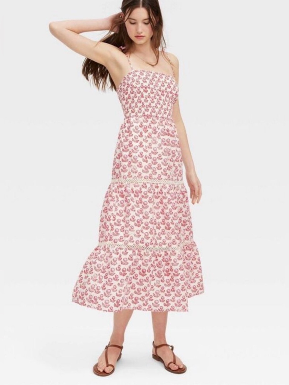 NWT Roller rabbit for target block print boho Indian pink red embroidered maxi